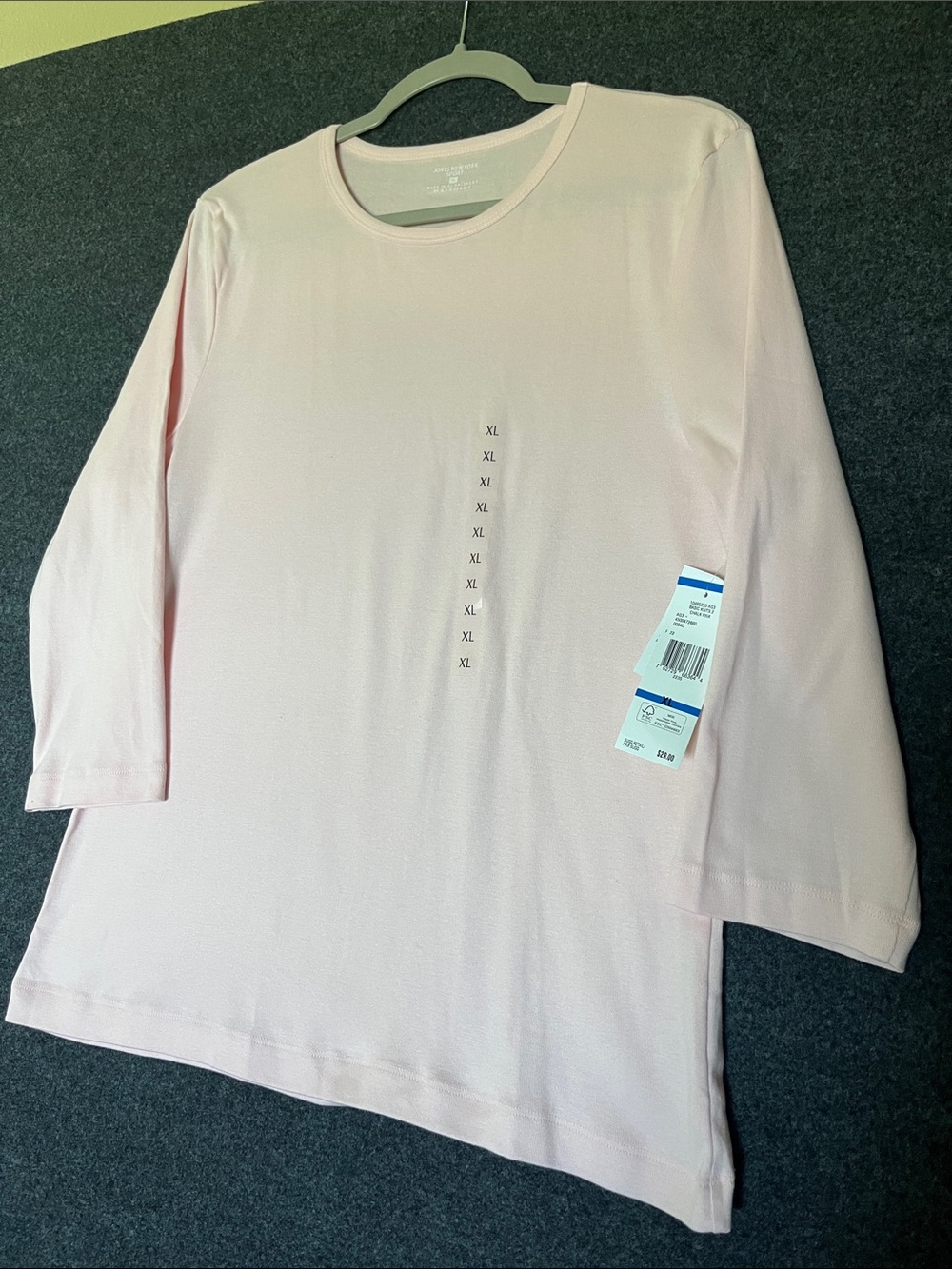 Soft Pink Ladies Jones New York Sport Long Sleeve Tee Size XL